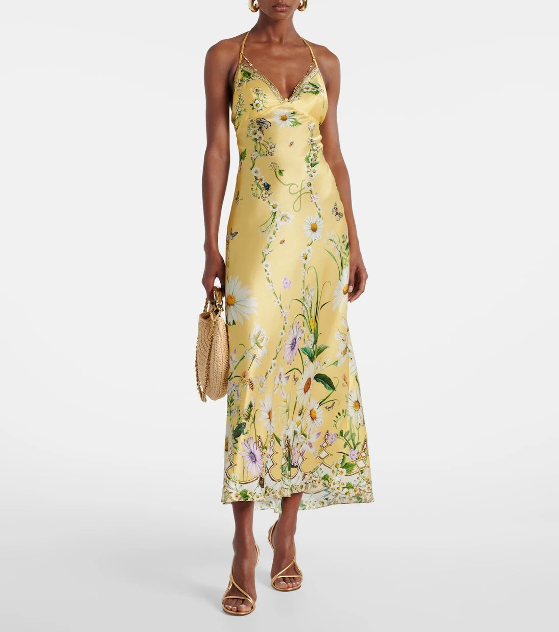 Camilla - Floral silk satin charmeuse midi dress