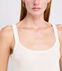 Max Mara White Cotton-Blend Ribbed Tank Top
