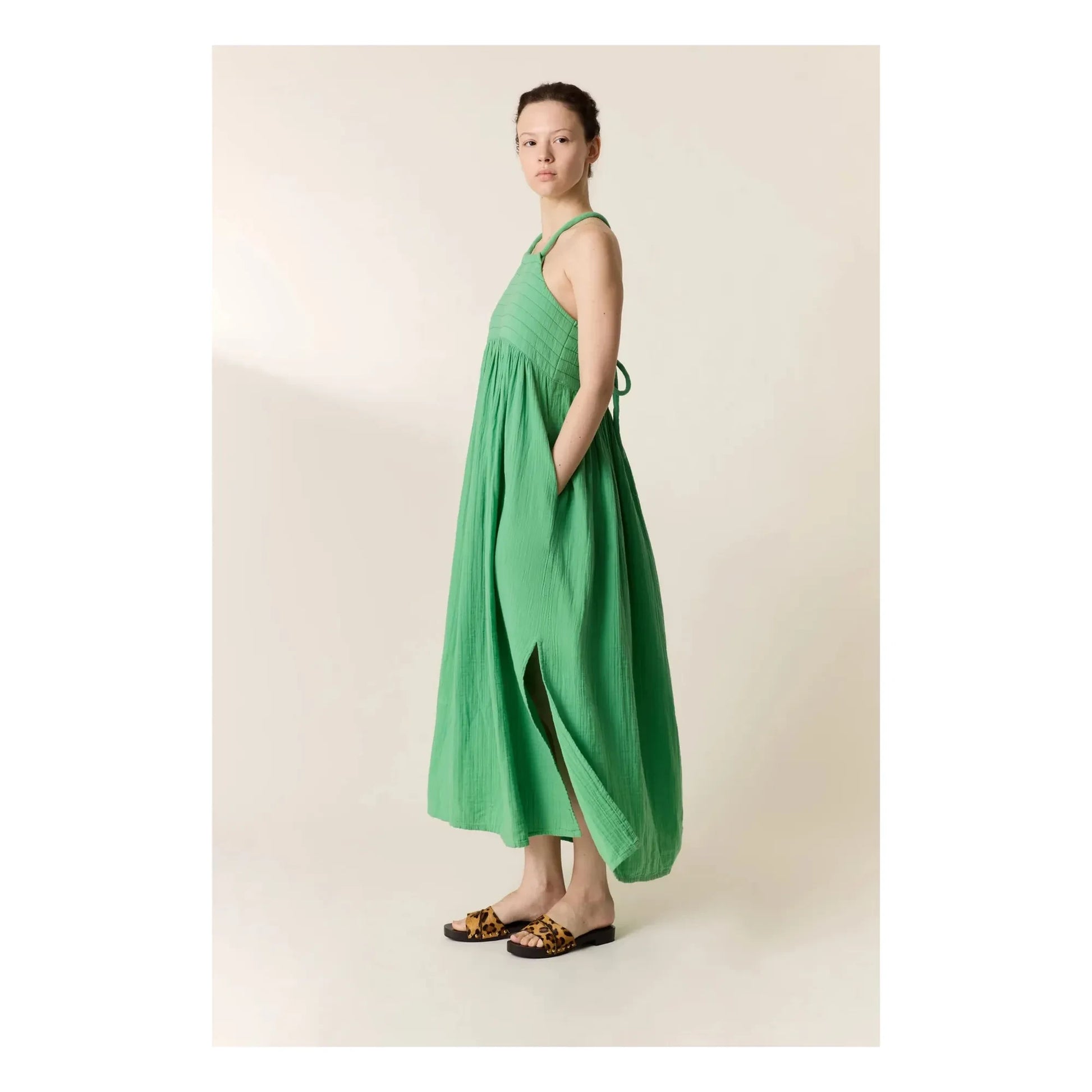Leon & Harper - Romee organic cotton dress | Green water