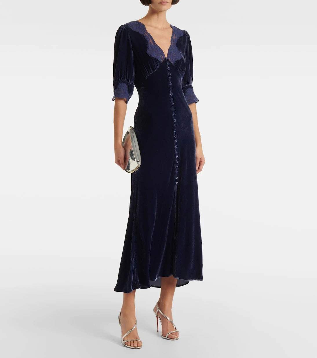Rixo - Simone lace-trimmed velvet maxi dress