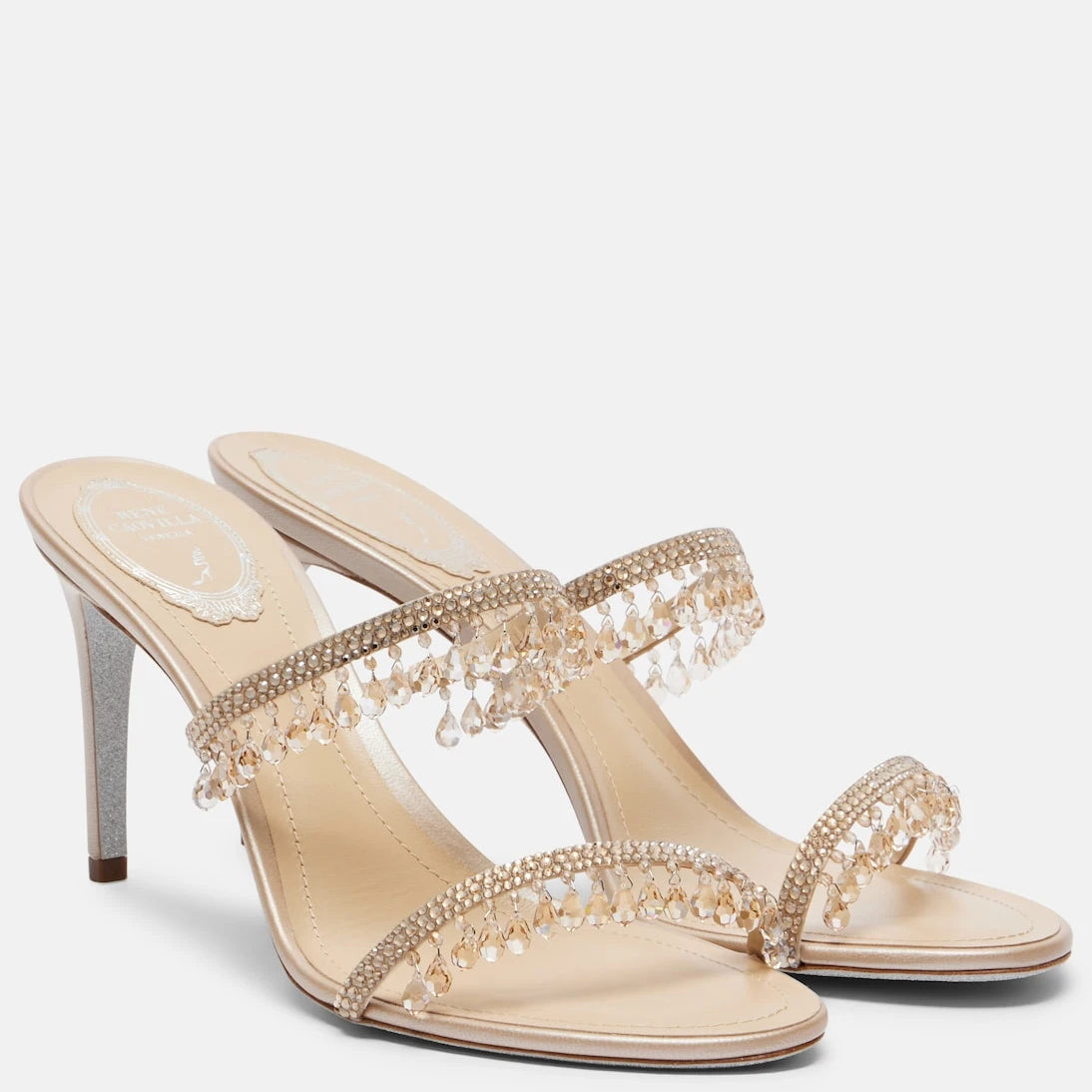 Rene Caovilla - Chandelier embellished satin sandals