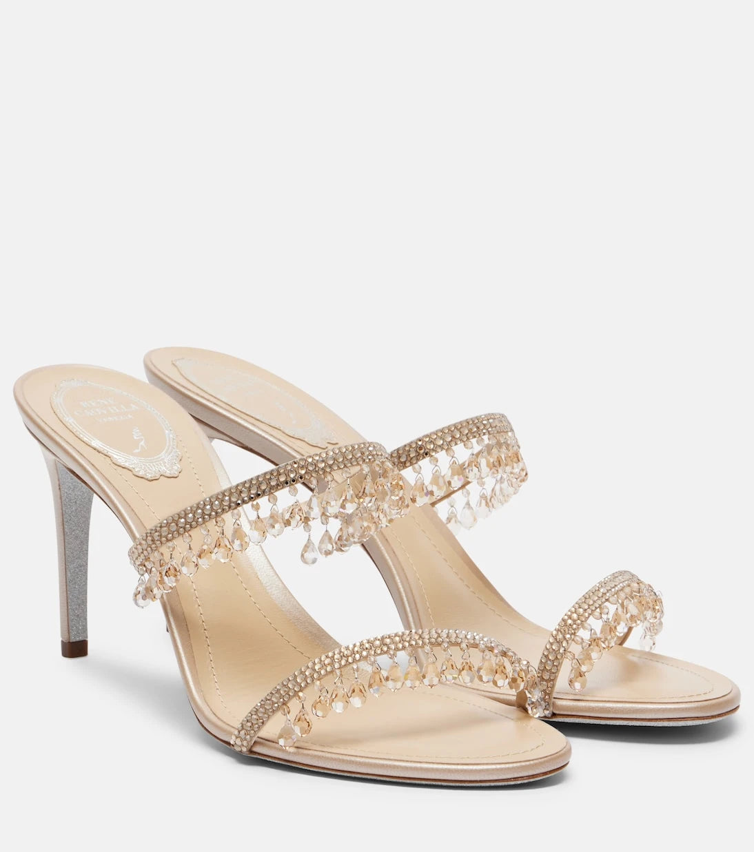 Rene Caovilla - Chandelier embellished satin sandals