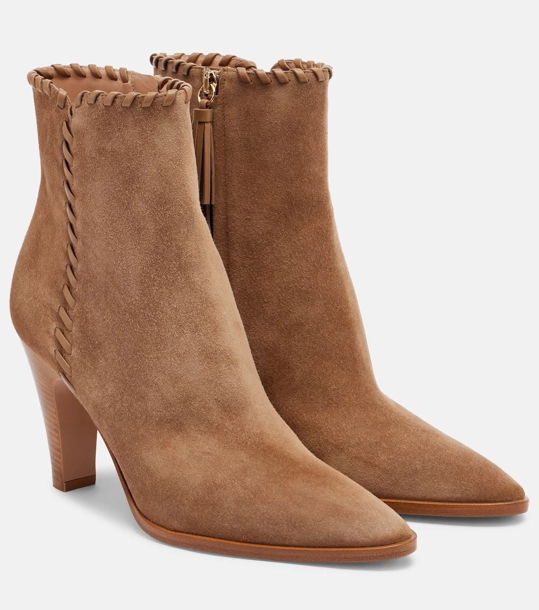 Gianvito Rossi - Leather-trimmed suede ankle boots