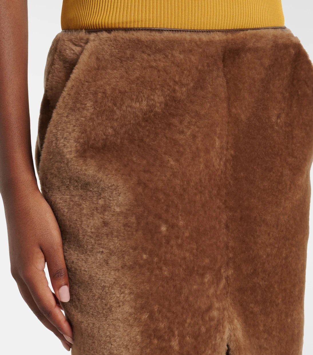 Saint Laurent - Shearling pencil skirt