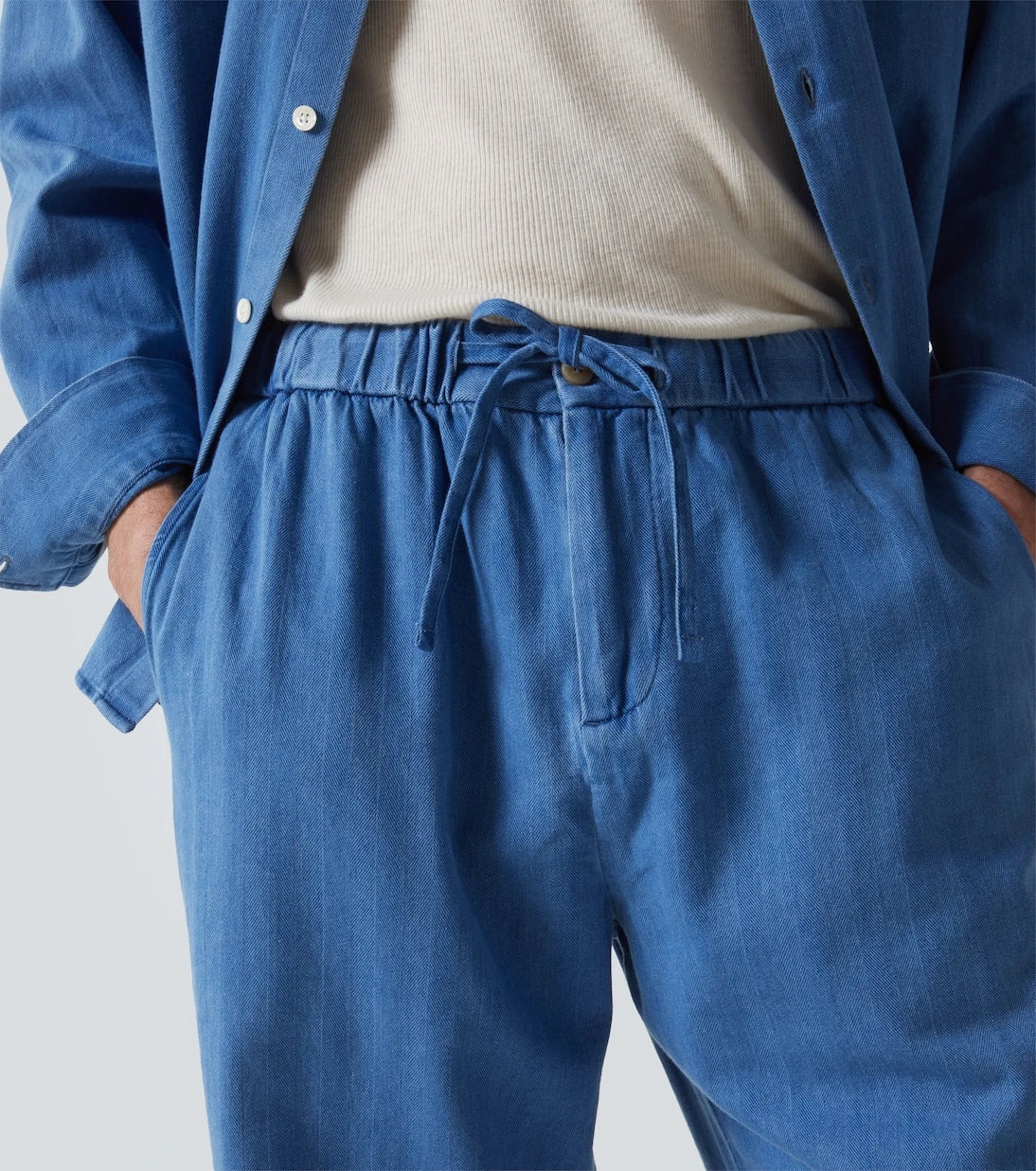 Frescobol Carioca - Rocha herringbone cotton twill wide-leg pants