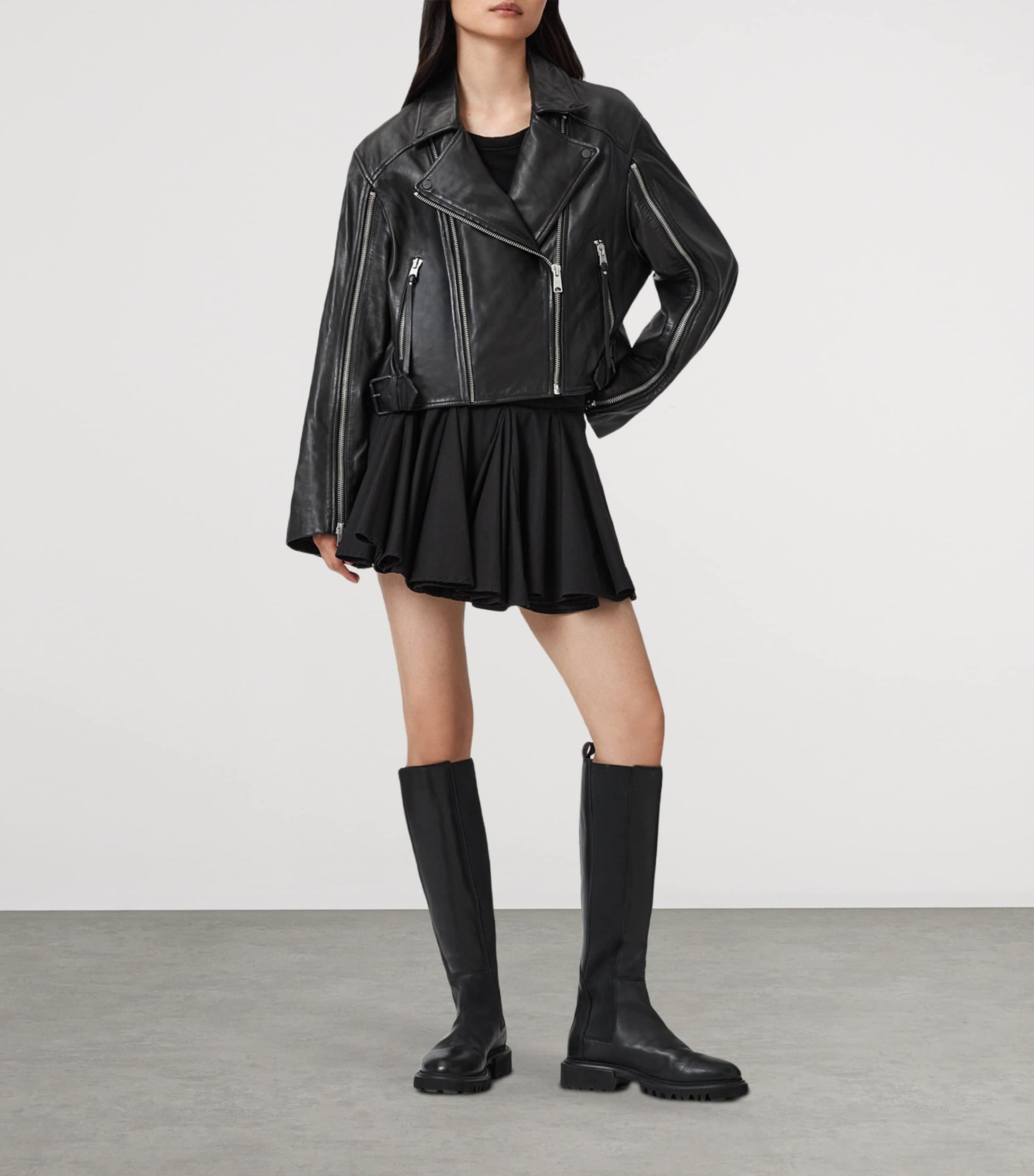 Black Leather Masone Biker Jacket