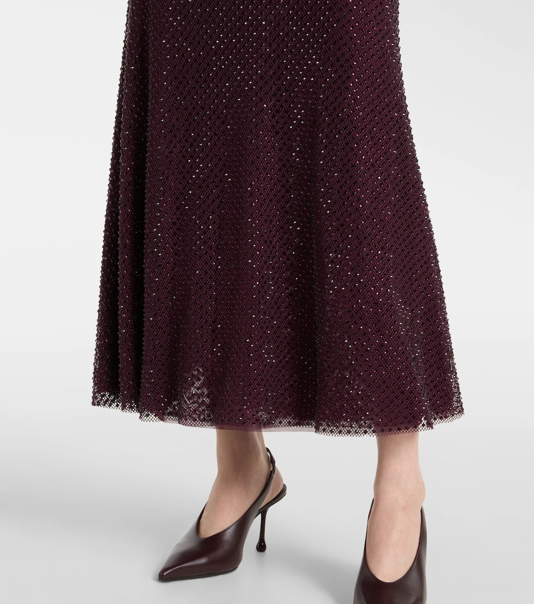 Self-Portrait - Rhinestone mesh maxi dress