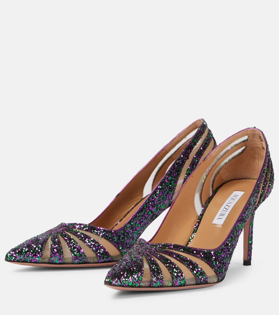 Aquazzura - Spy75 glitter mesh pumps