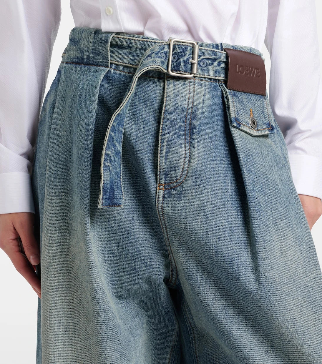 Loewe - Pleated wide-leg jeans