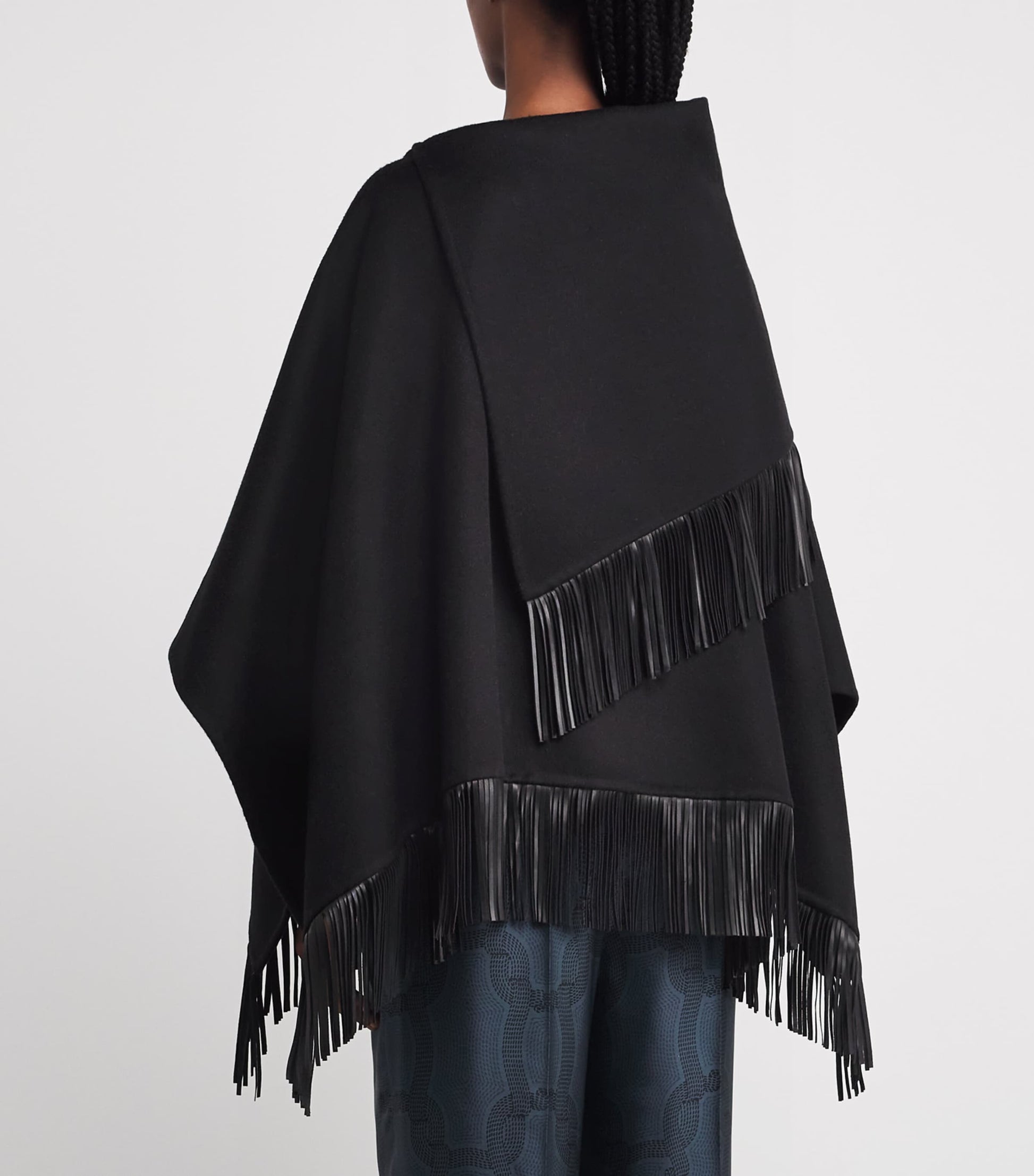 Agnona Black Wool-Alpaca-Cashmere Poncho