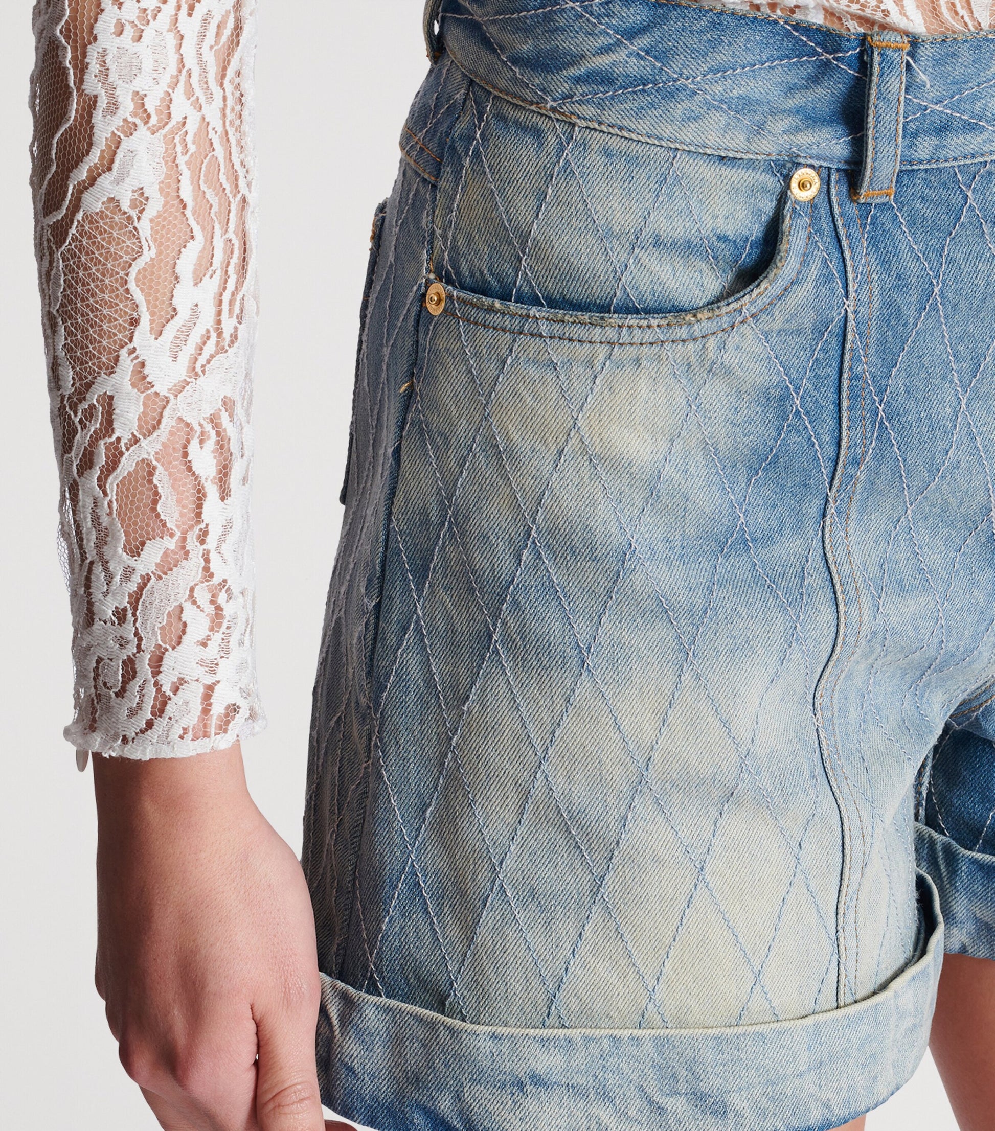 Diamond Denim Shorts