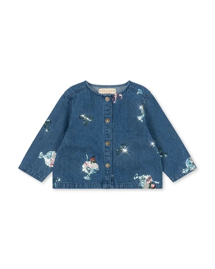 Konges Sløjd MAGOT SEQUIN DENIM JACKET GOTS Çocuk Kot Ceket
