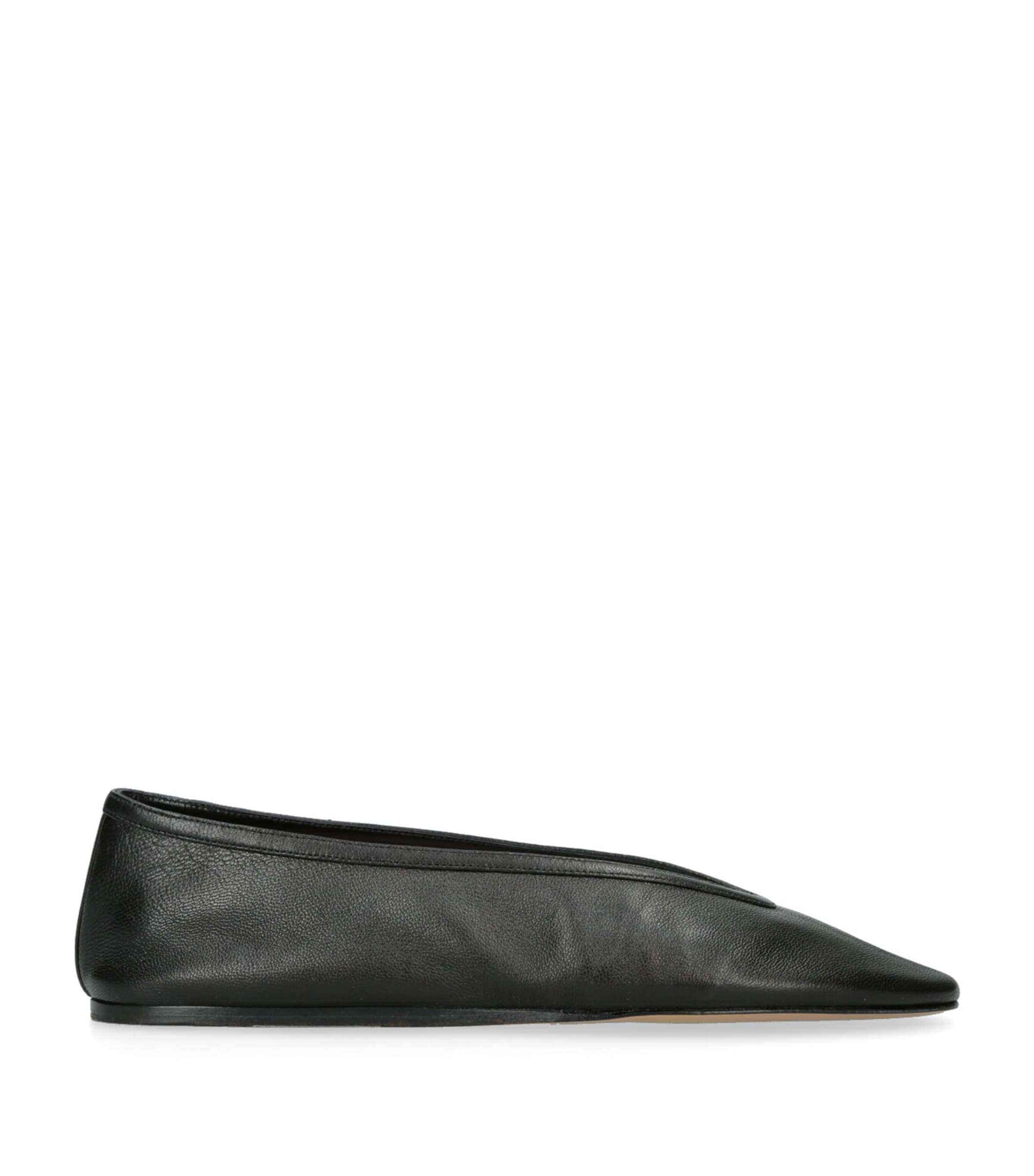 Le Monde Beryl Black Leather Luna Ballet Flats