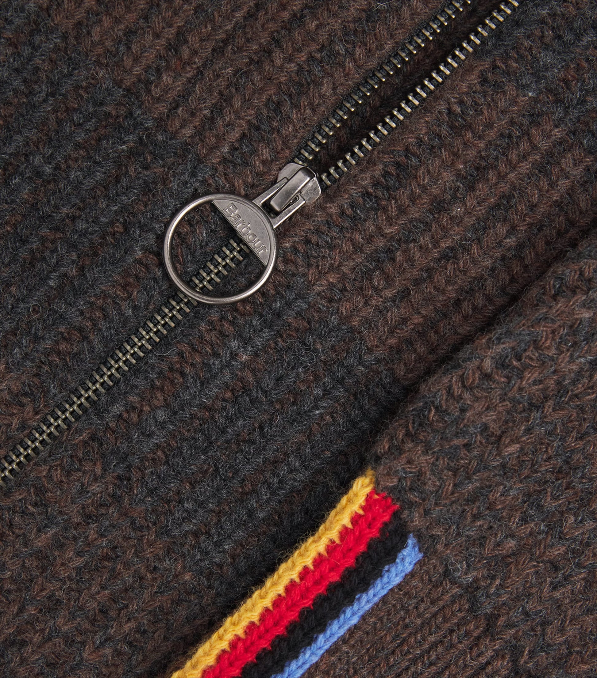 Barbour x Paul Smith Wool Stripe Zip-Up Cardigan RUSTIC