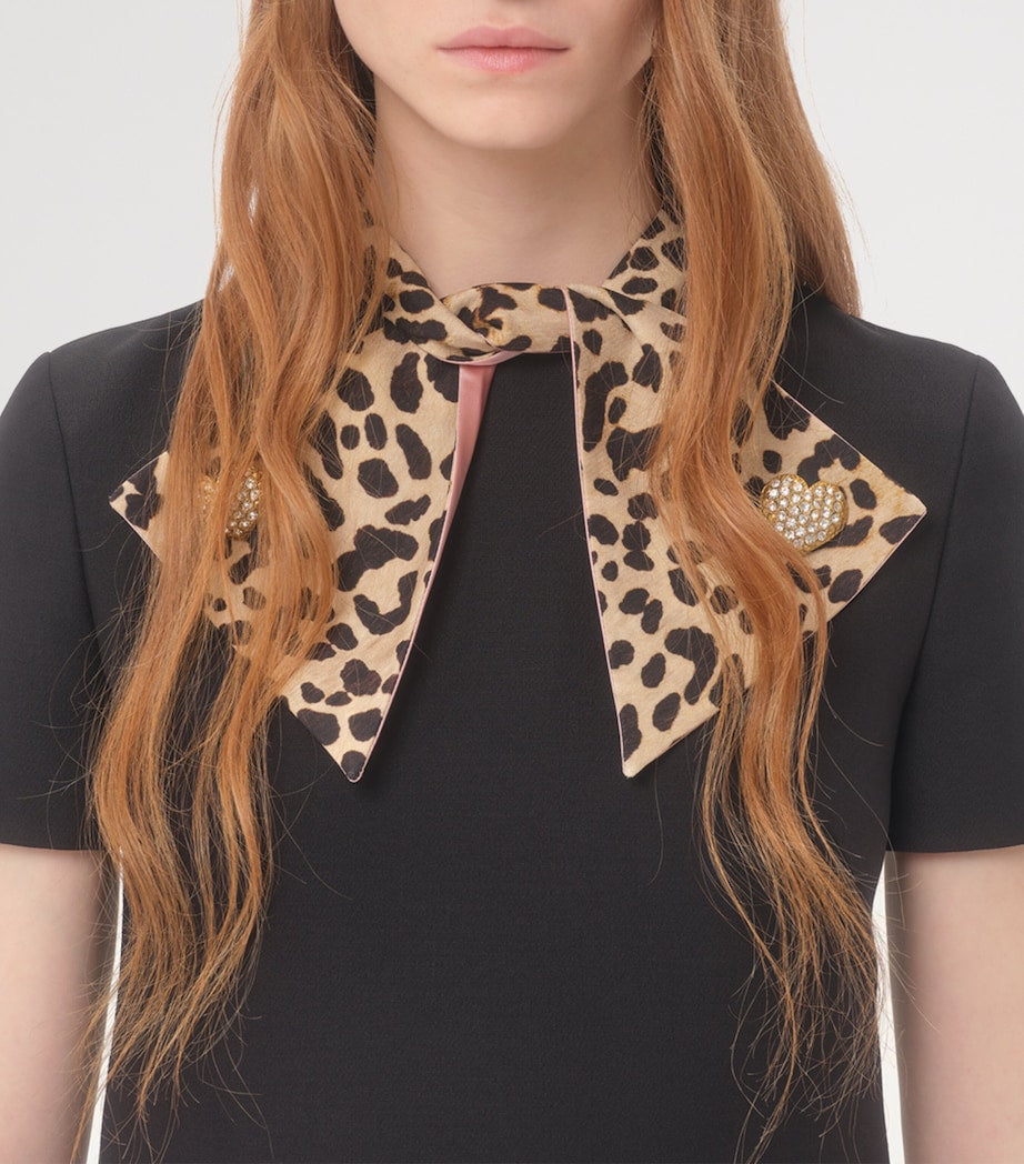 Valentino Black Wool-Silk Leopard-Tie Mini Dress