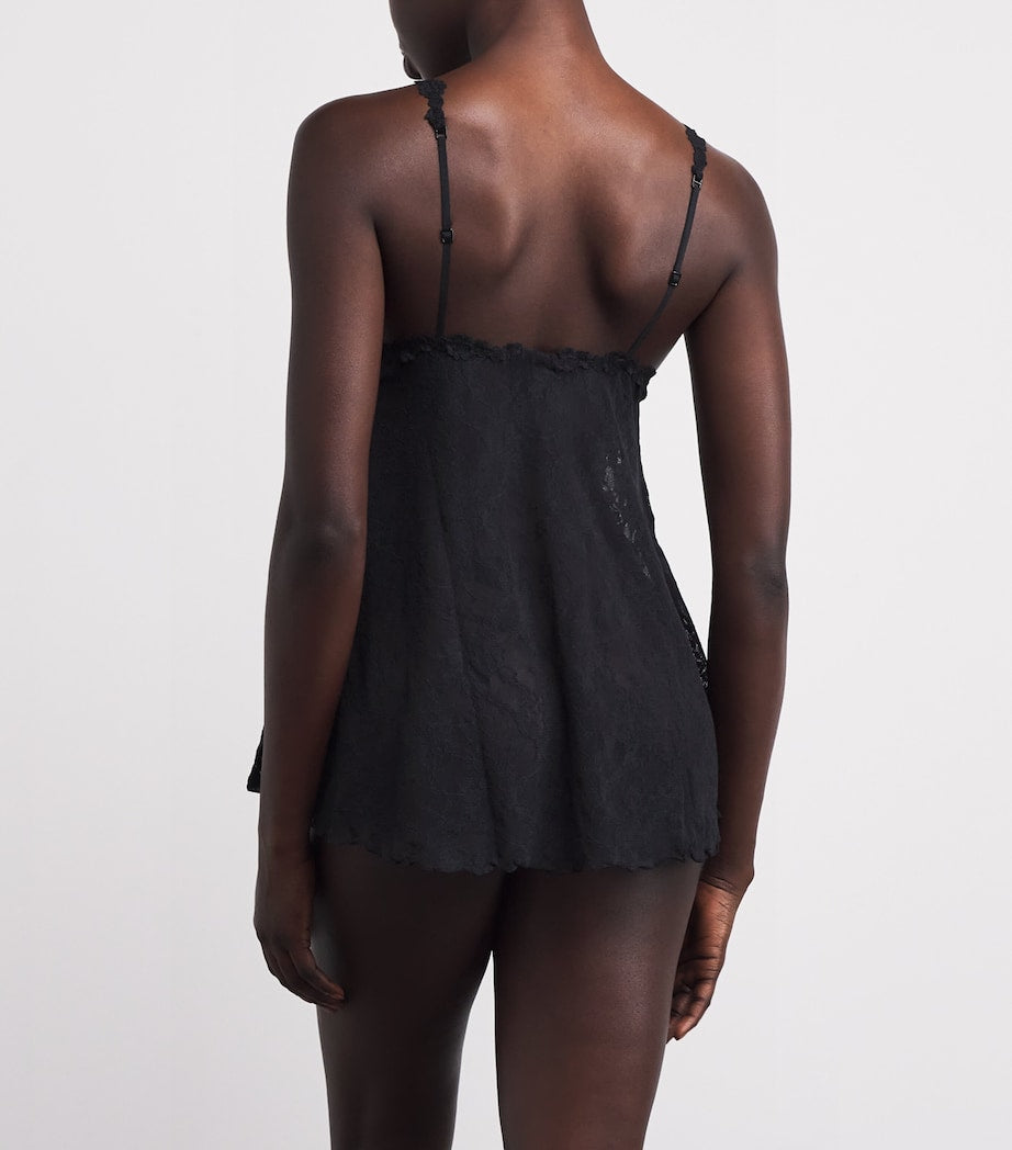 Skims Black Stretch Lace Babydoll and Thong Set