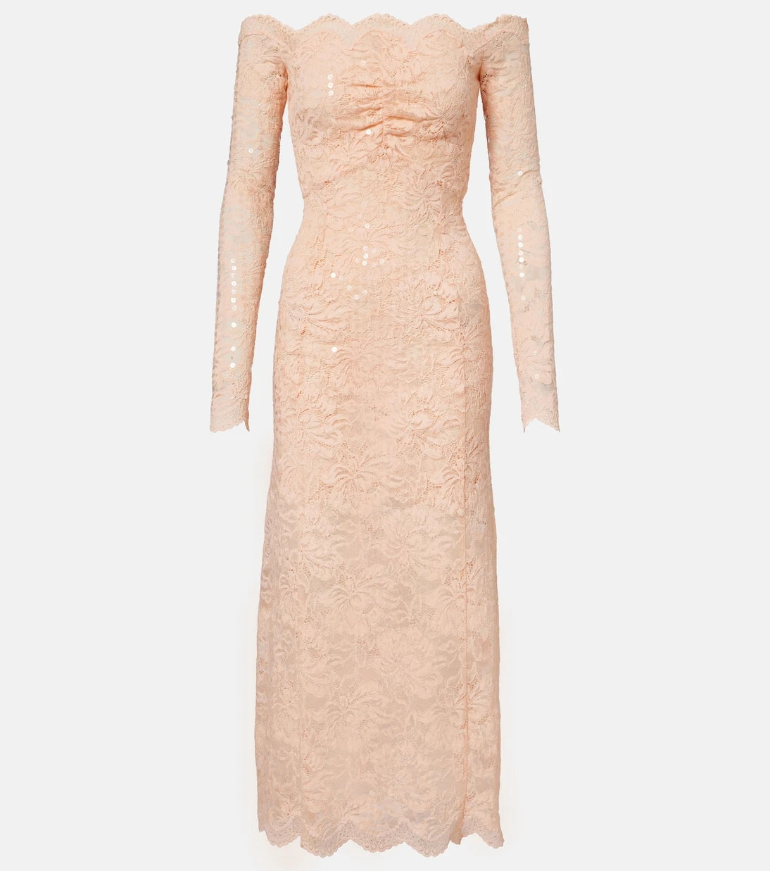 Rabanne - Sequined off-shoulder lace midi dress