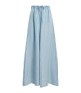MAX&Co. Blue Silk Shades Of Nature Wide-Leg Trousers