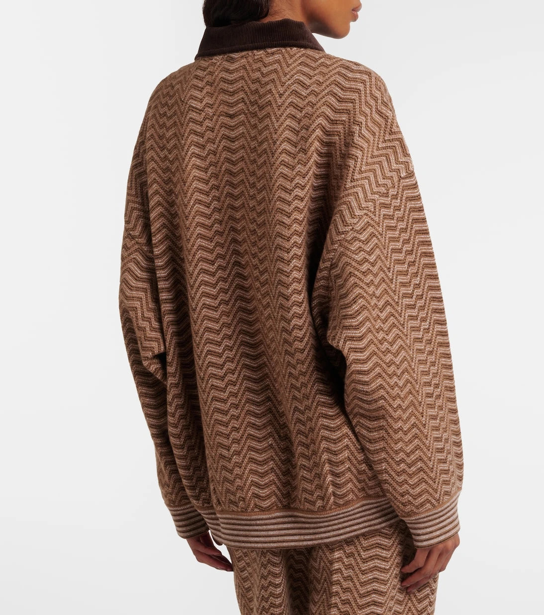 Missoni - Zikzak desenli yün ve pamuklu polo kazak