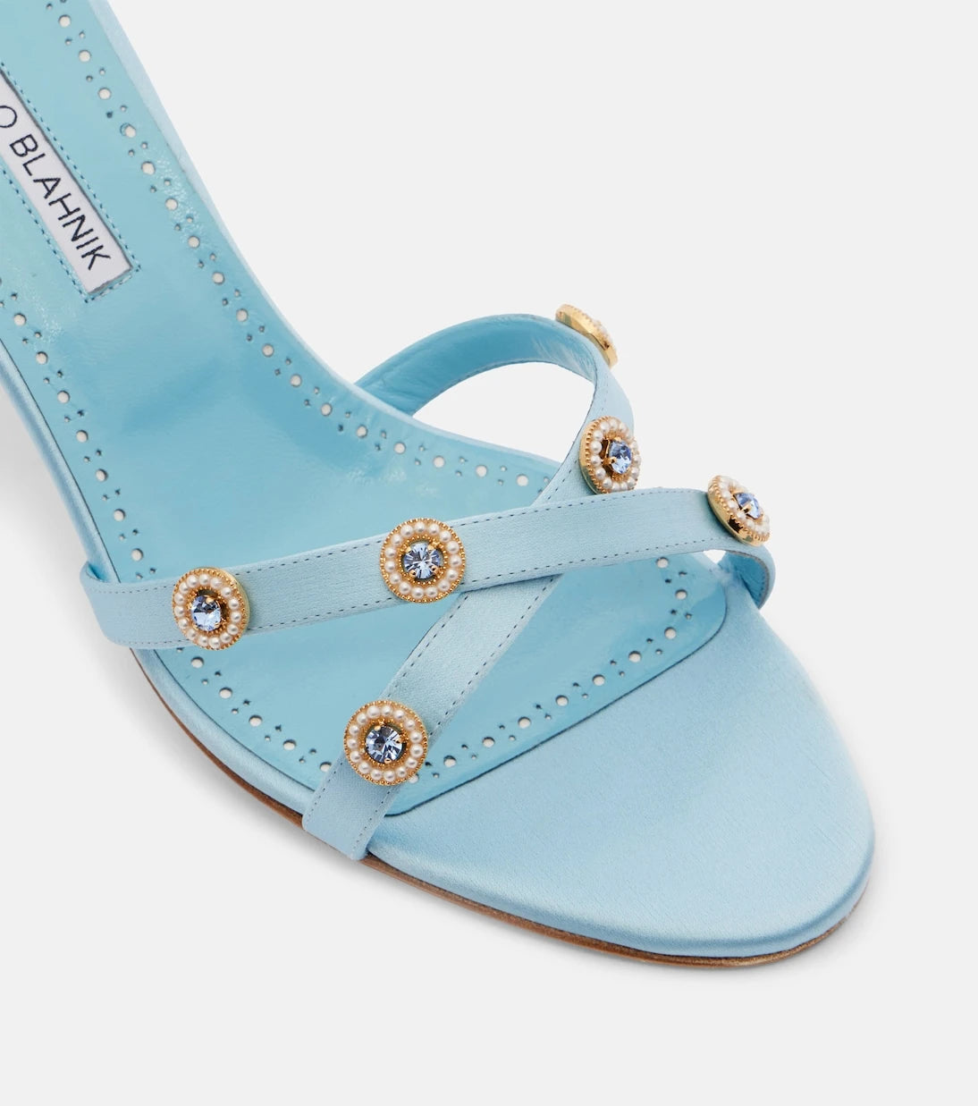 Manolo Blahnik - Pyrenea embellished satin mules