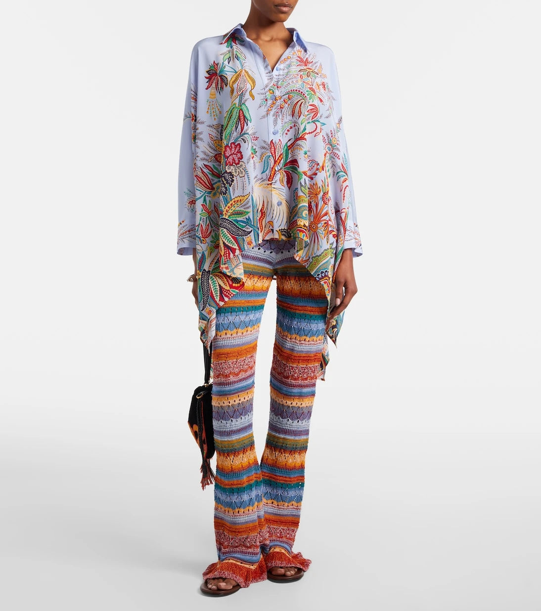 Etro - Crochet striped cotton flared pants