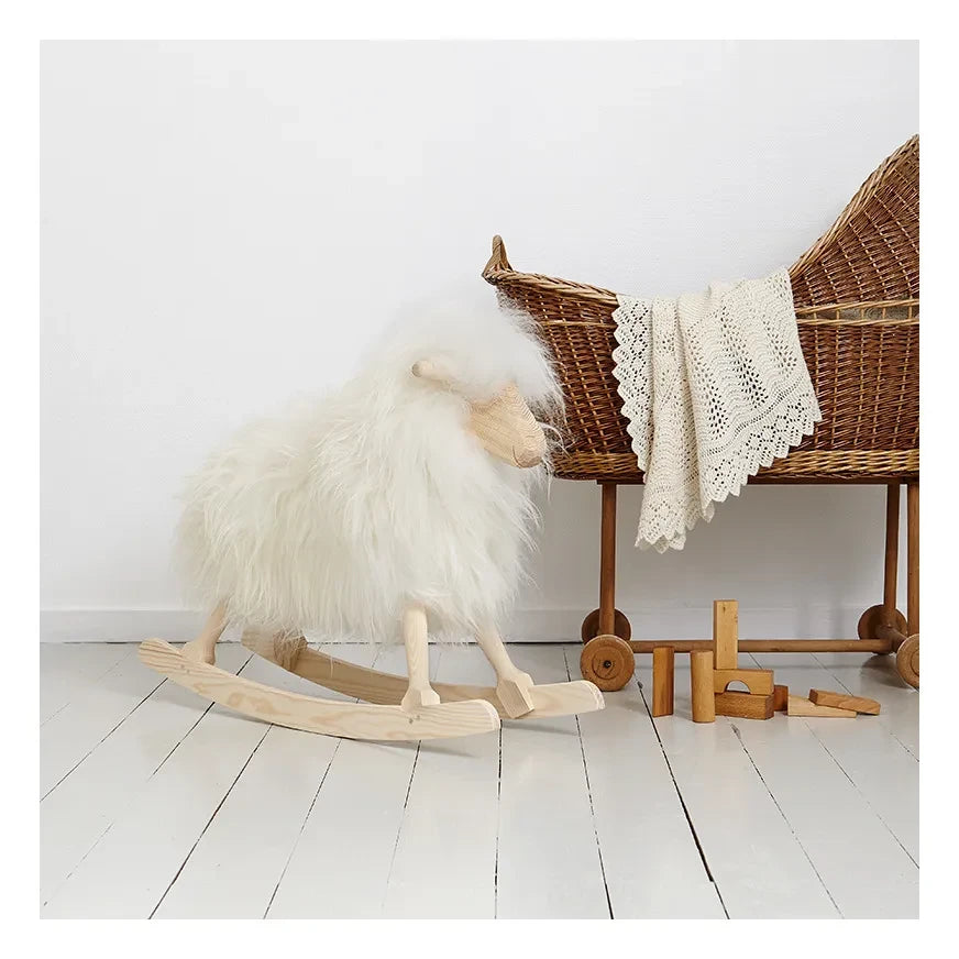 Danish Crafts-Povl Kjer - Rocking sheep  | White