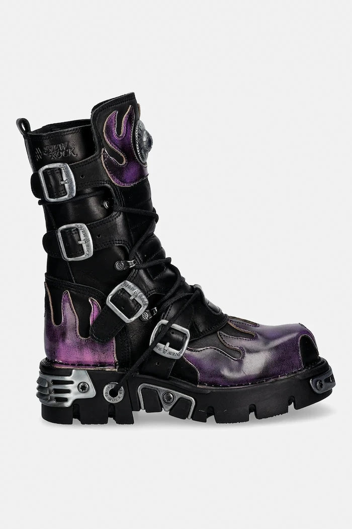 New Rock ITALI NEGRO, PULIK FUEGO LILA, REACTOR NEGRO Deri Bot