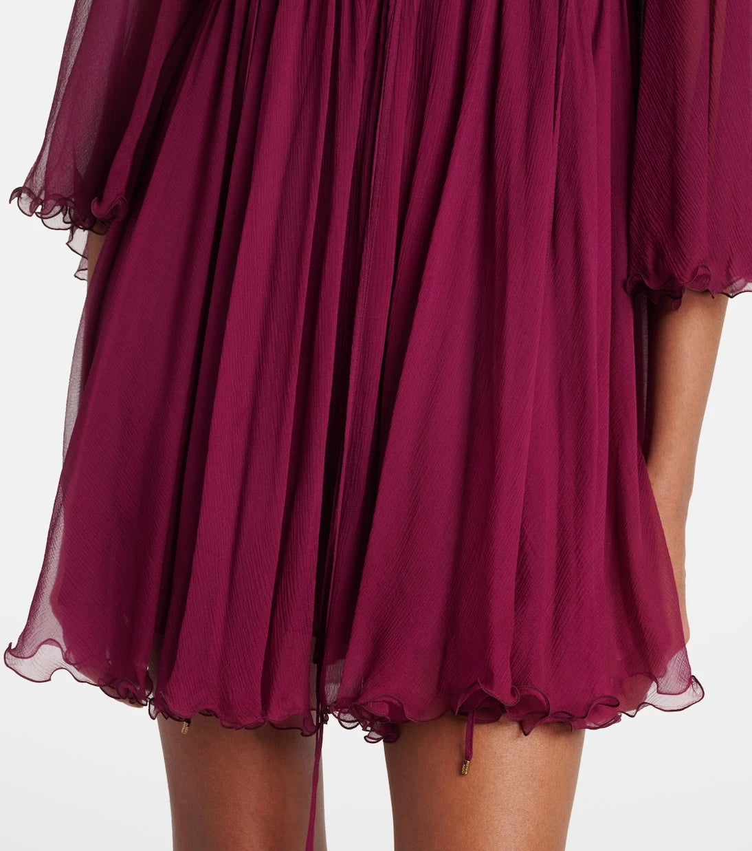 Chloé - Şeffaf büzgülü ipek mini elbise