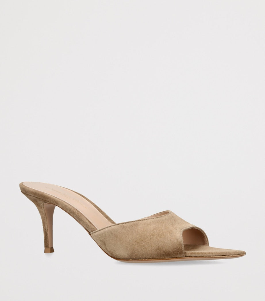 Gianvito Rossi Beige Suede Elle Mules 85