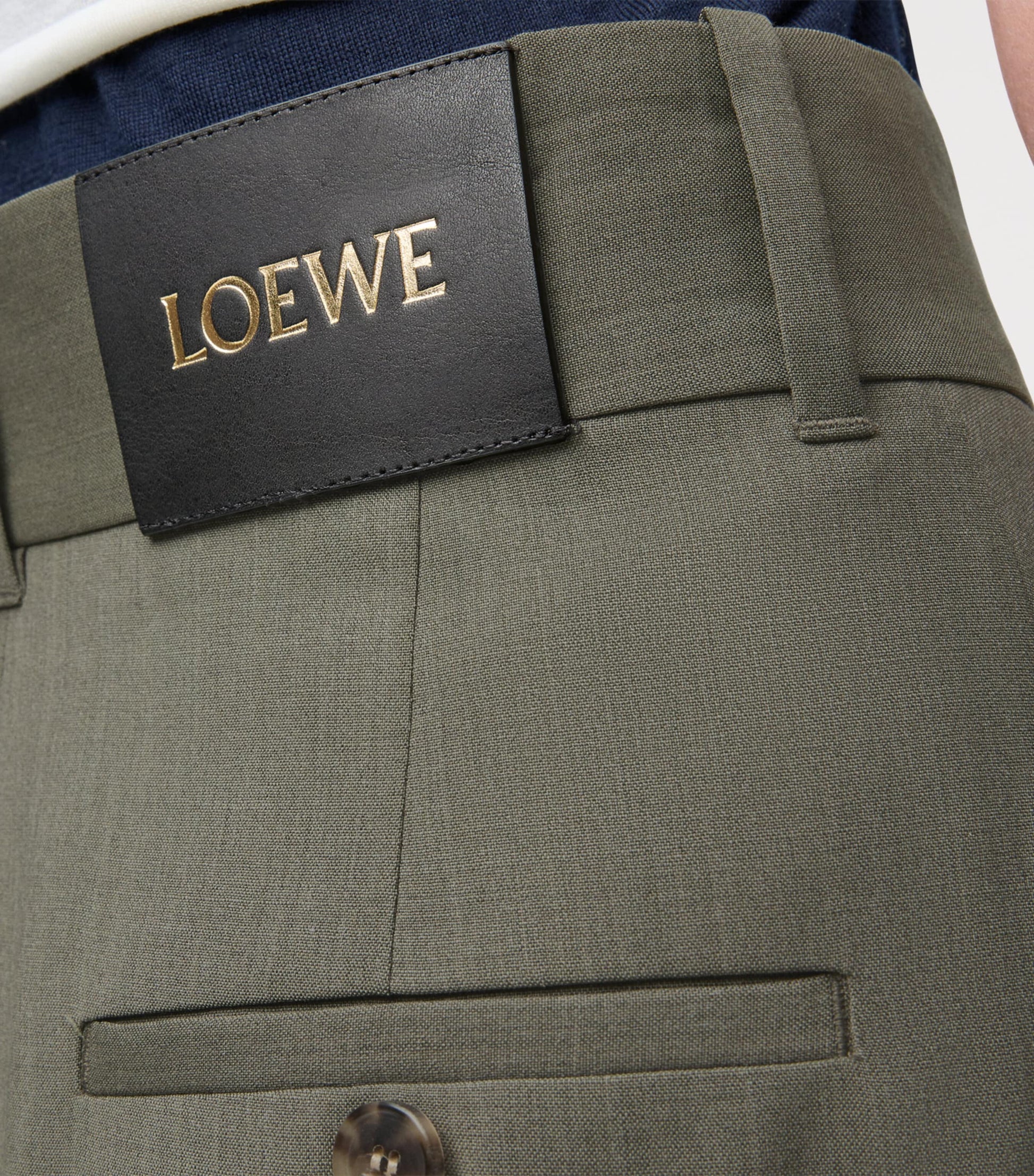 Green Wool Cropped Wrap Trousers