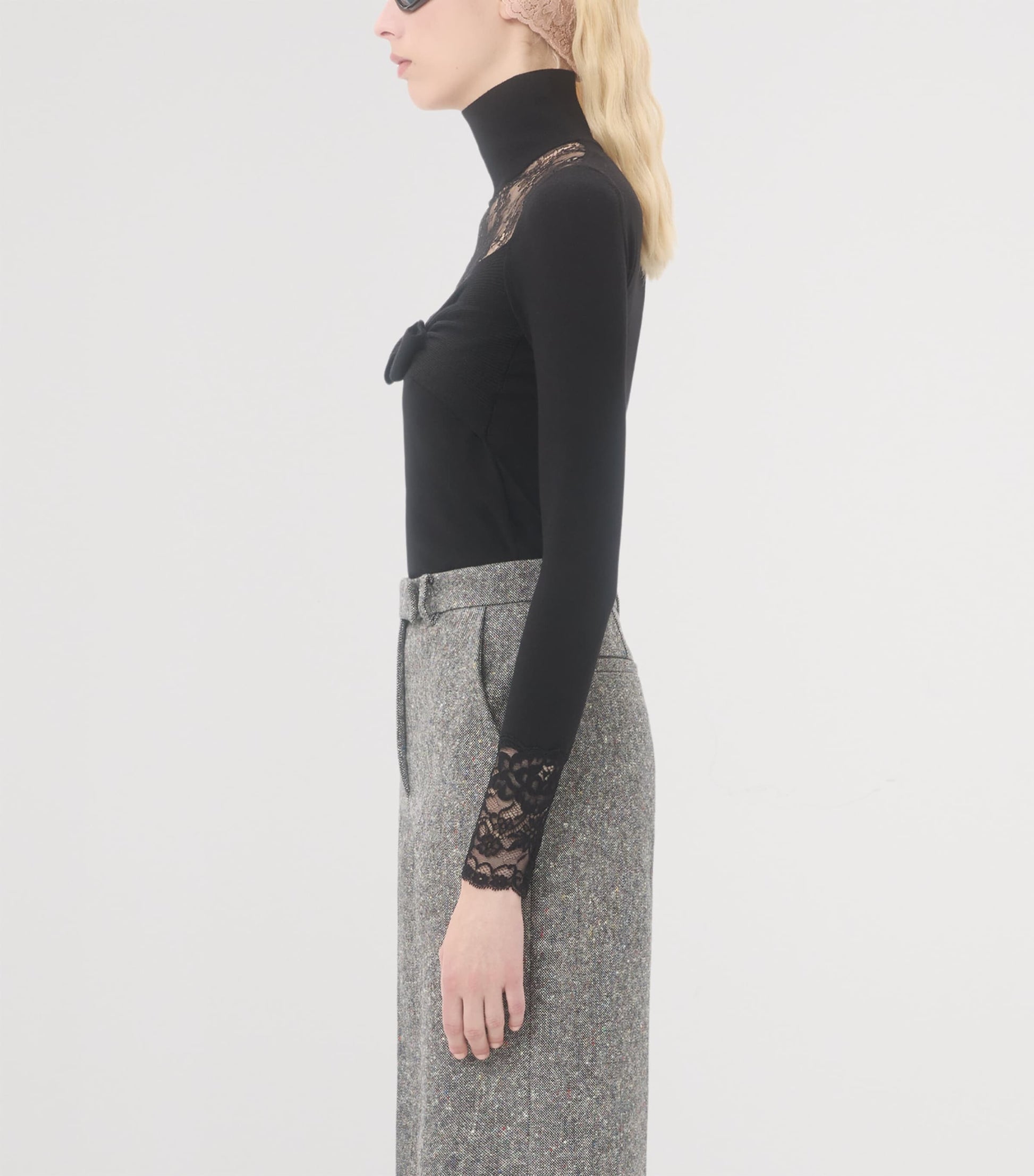 Valentino Black Virgin Wool Bow Top