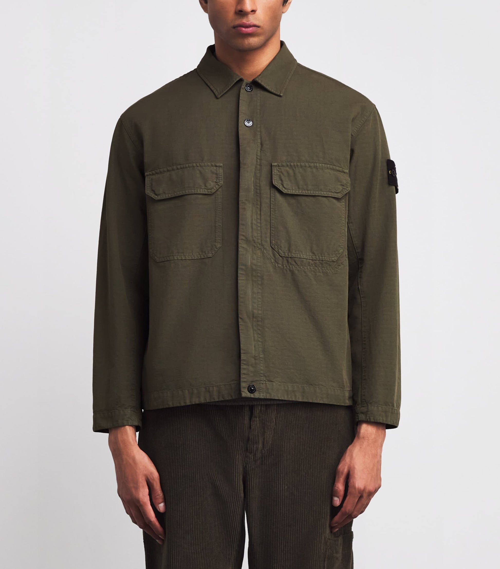 Stone Island Green Organic Cotton Ripstop Overshirt
