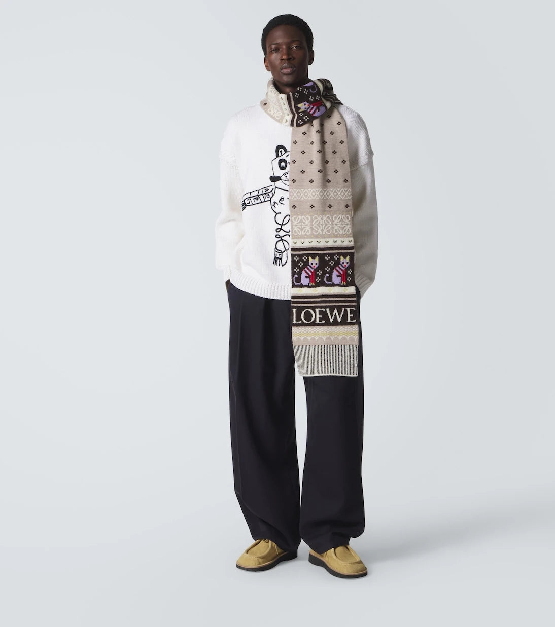 Loewe - x Louis Wain wool-blend jacquard scarf