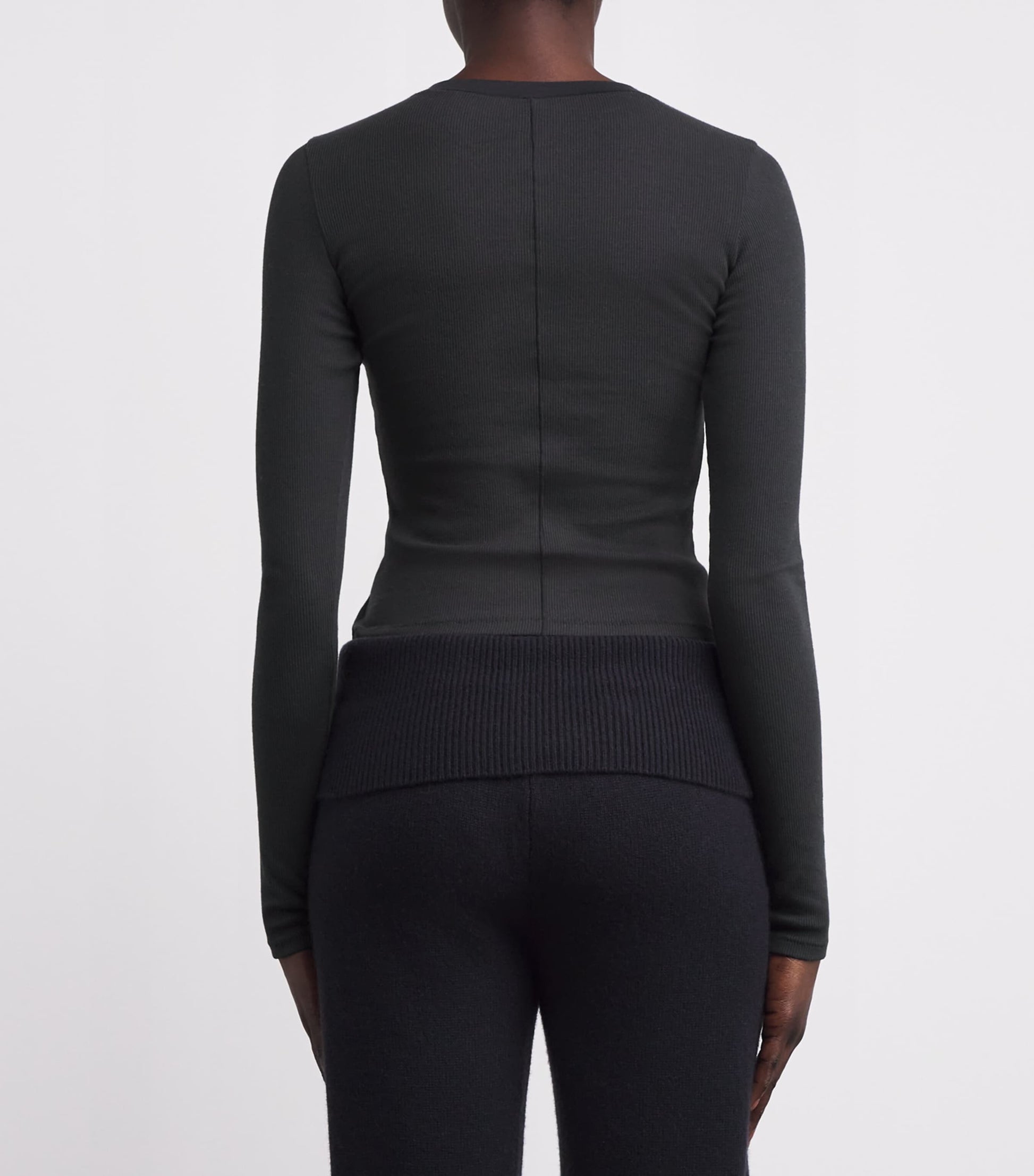 Skims Black Cotton-Blend Long-Sleeve T-Shirt