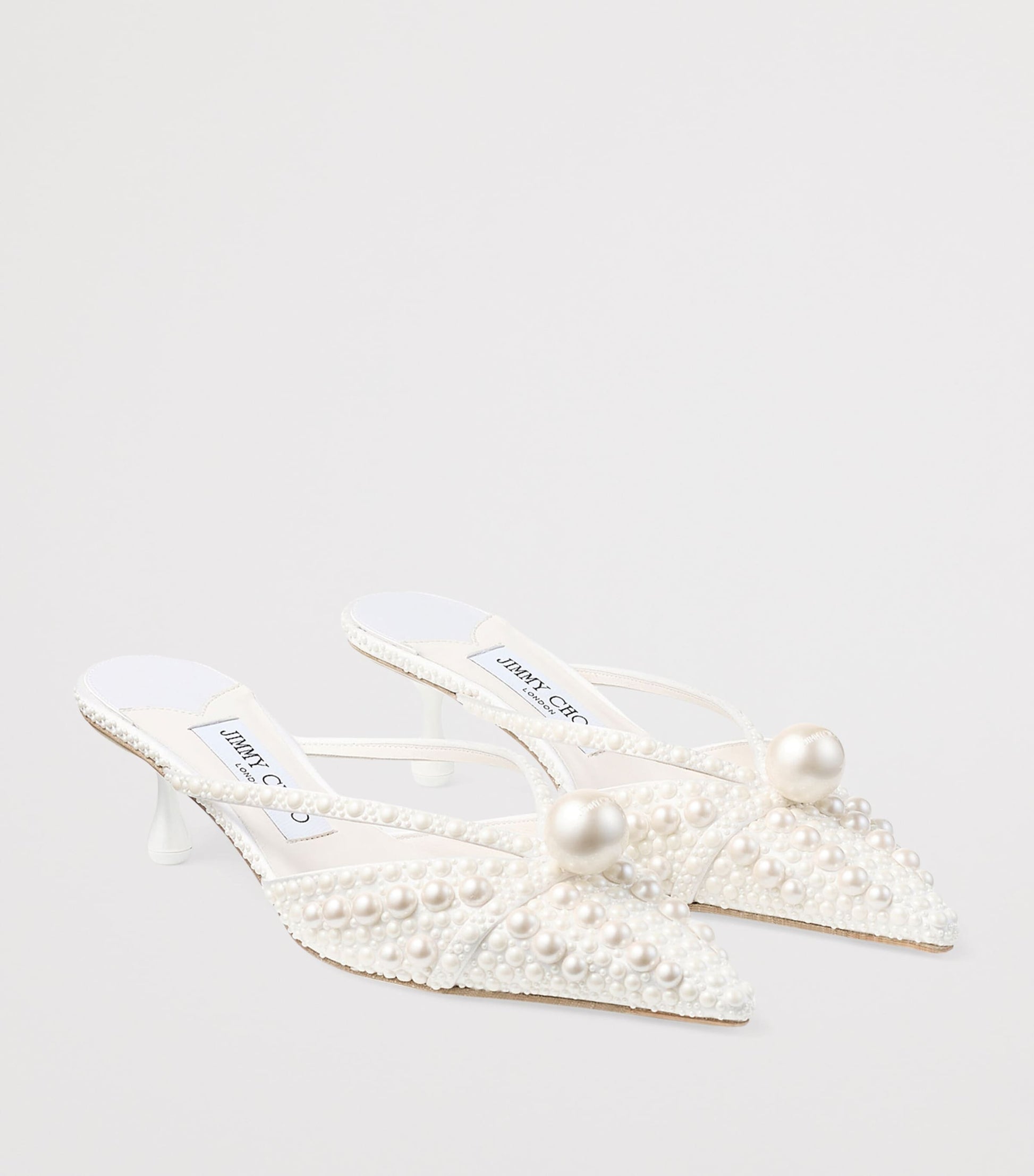 White Sana 50 Satin Embellished Mules