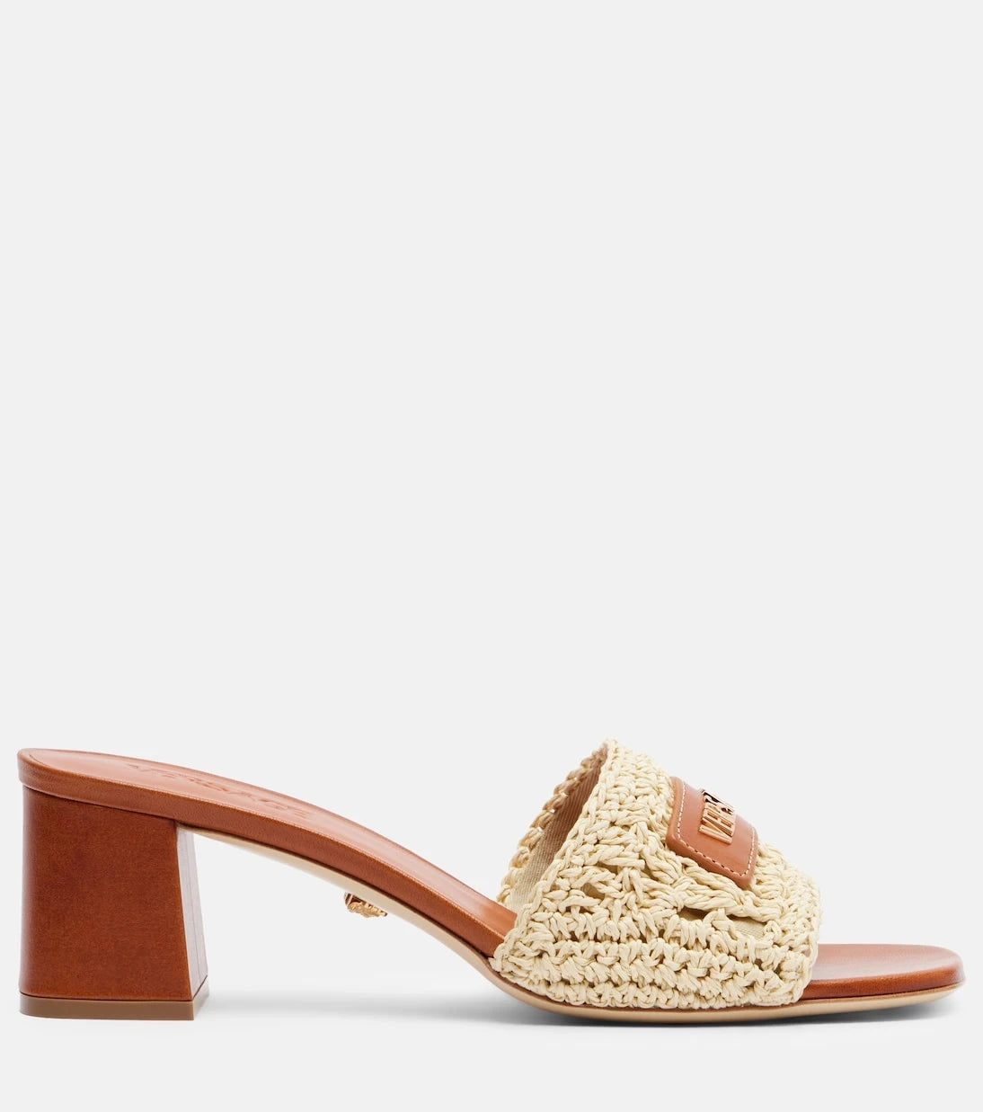 Versace - Logo raffia and leather mules