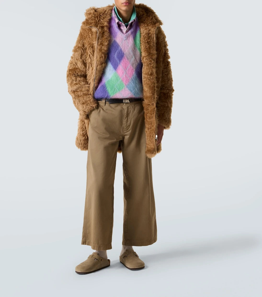 ERL - Hooded shearling coat