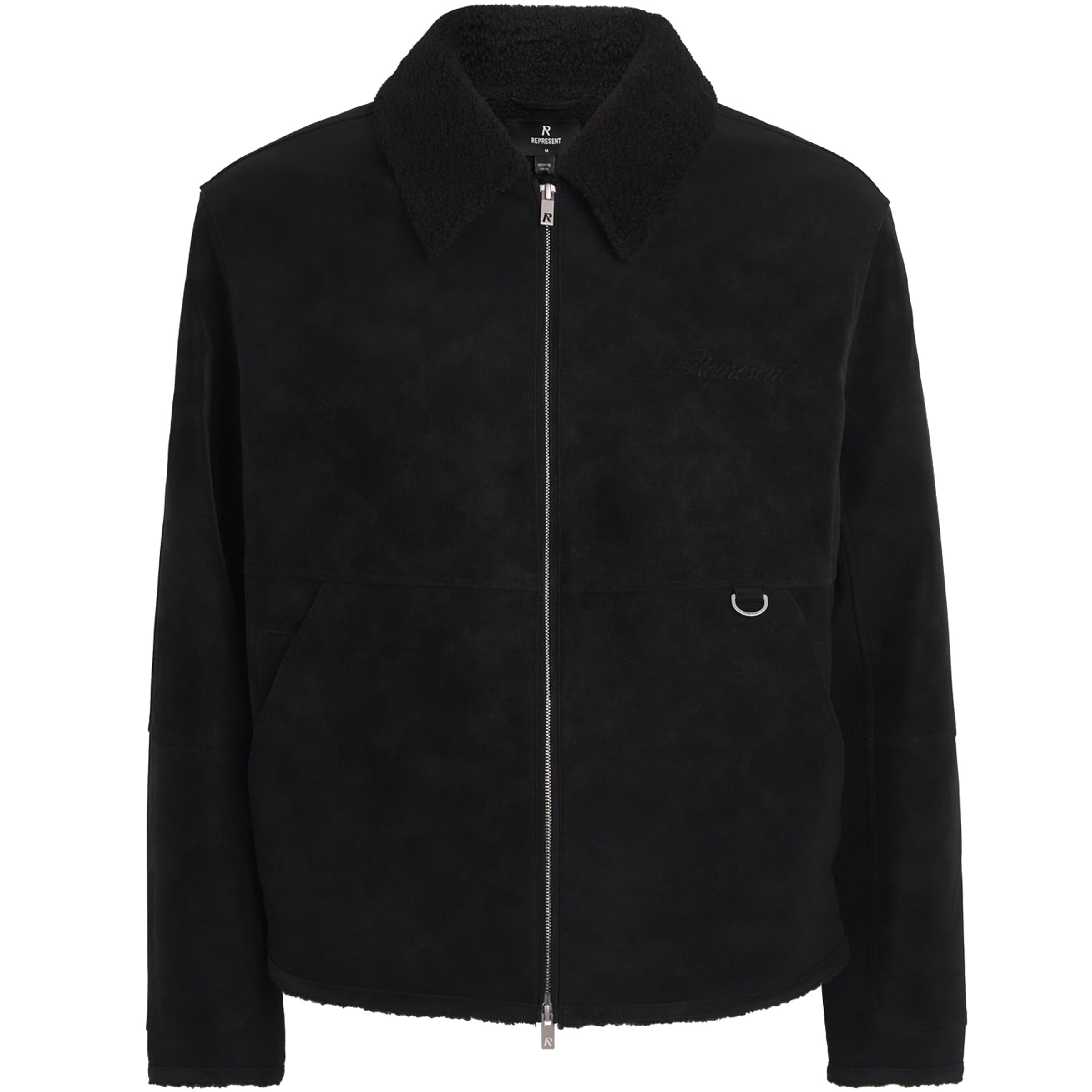 Represent Black Faux Shearling Bomber Jacket
