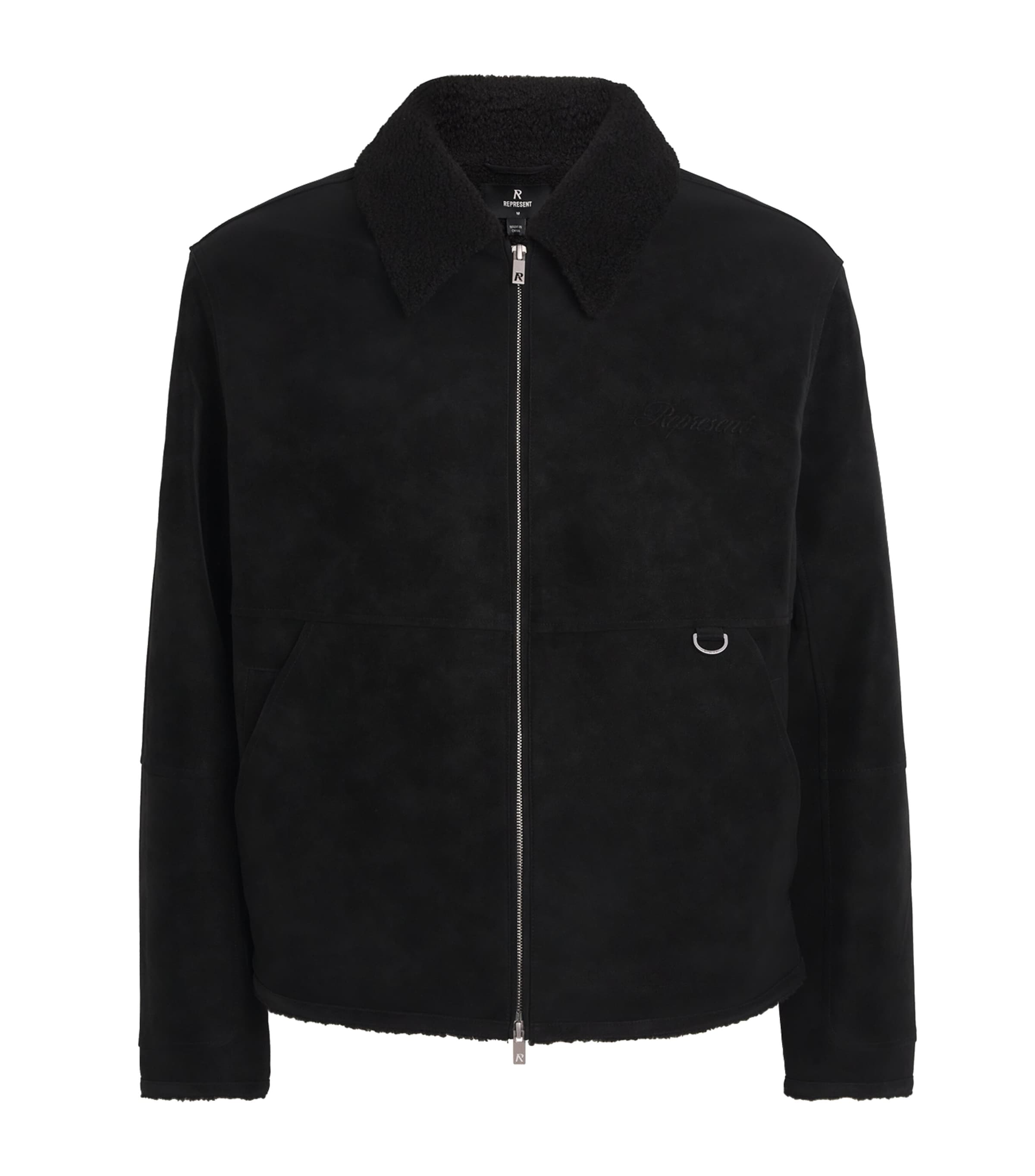 Represent Black Faux Shearling Bomber Jacket