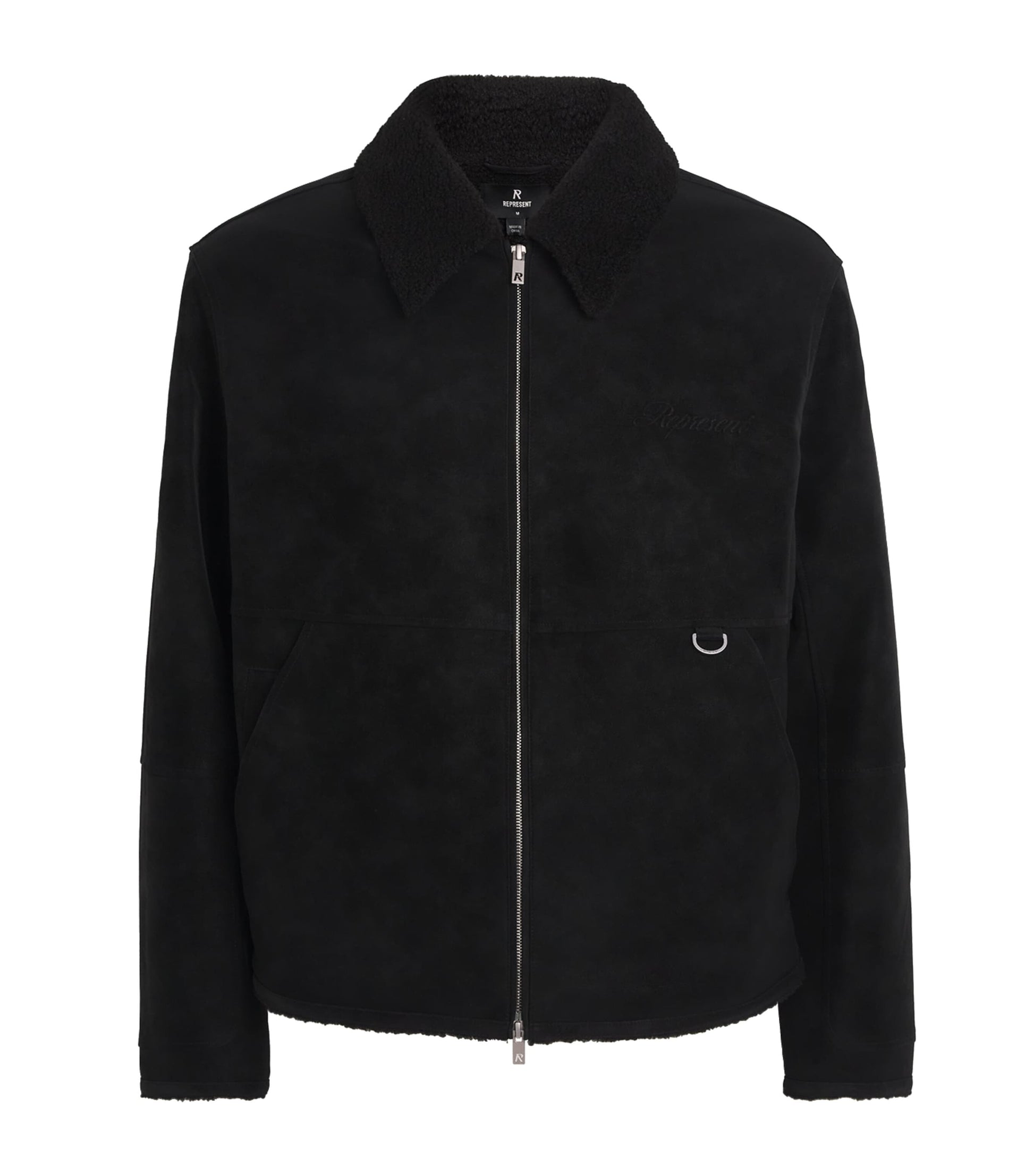 Represent Black Faux Shearling Bomber Jacket