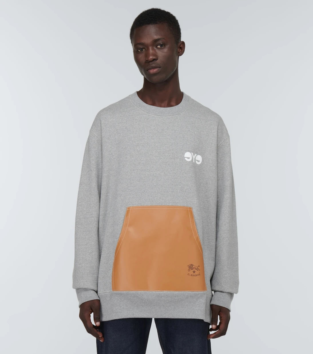 Junya Watanabe - Leather-trimmed sweatshirt