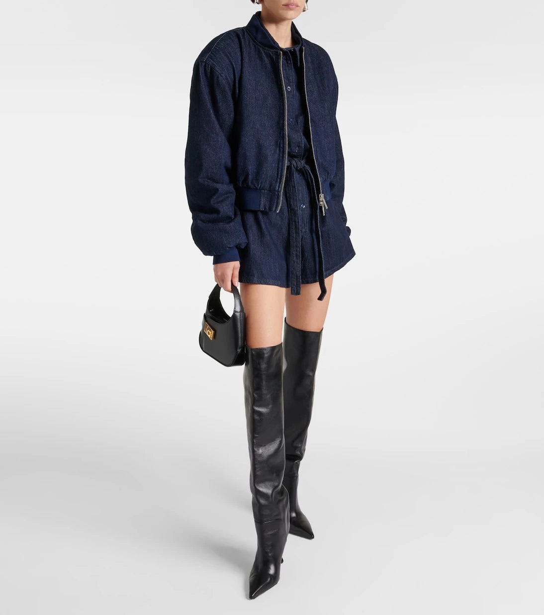 The Frankie Shop - Micky cropped denim bomber jacket