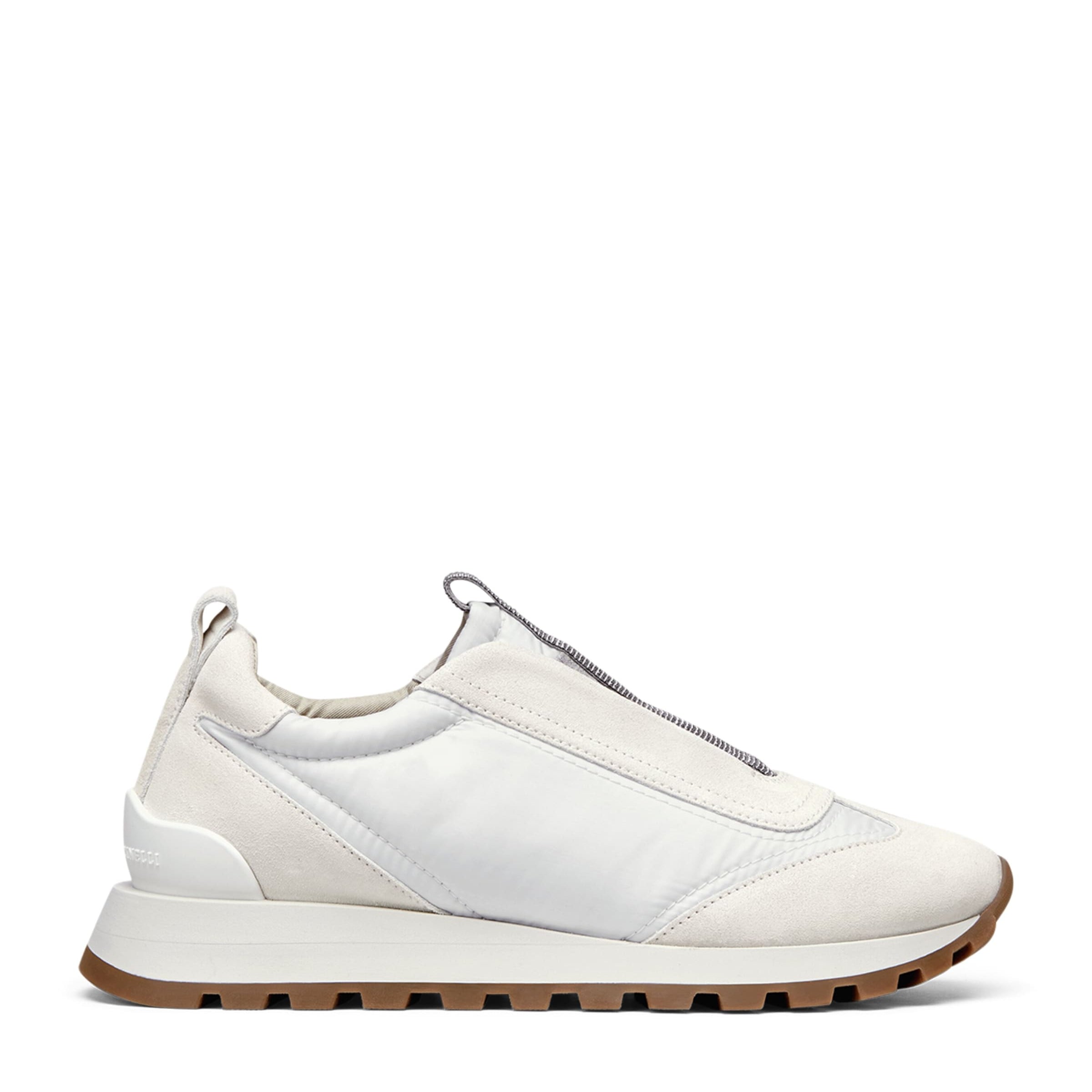 Brunello Cucinelli White Suede Technical Sneakers
