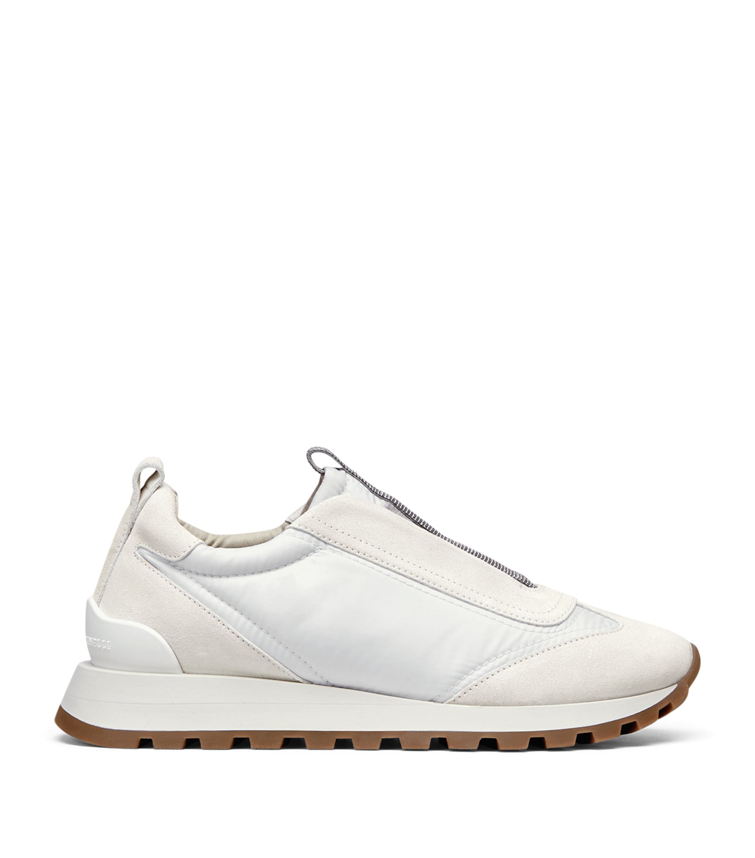 Brunello Cucinelli White Suede Technical Sneakers