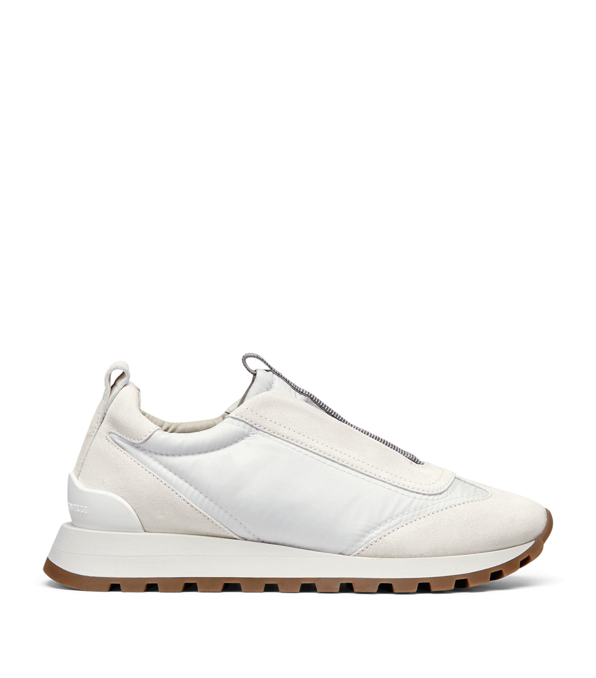 Brunello Cucinelli White Suede Technical Sneakers