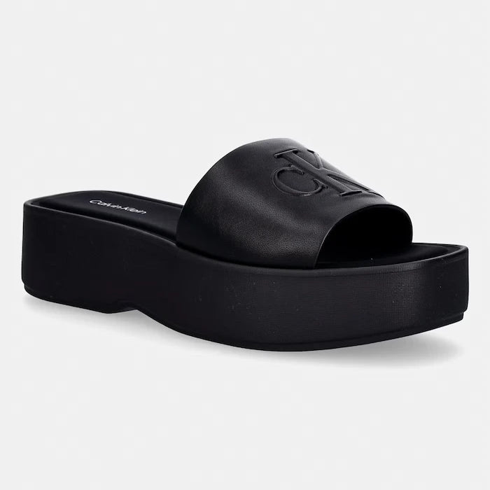 Calvin Klein чехли дамски кожени FLATF SNDL LTH MG
