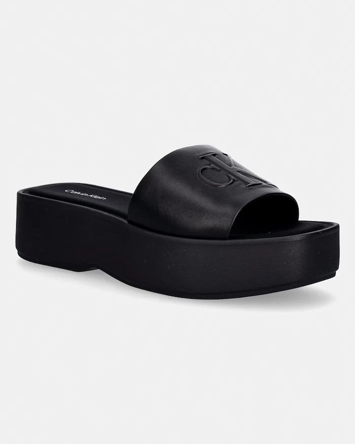 Calvin Klein Kadın Deri Terlik FLATF SNDL LTH MG