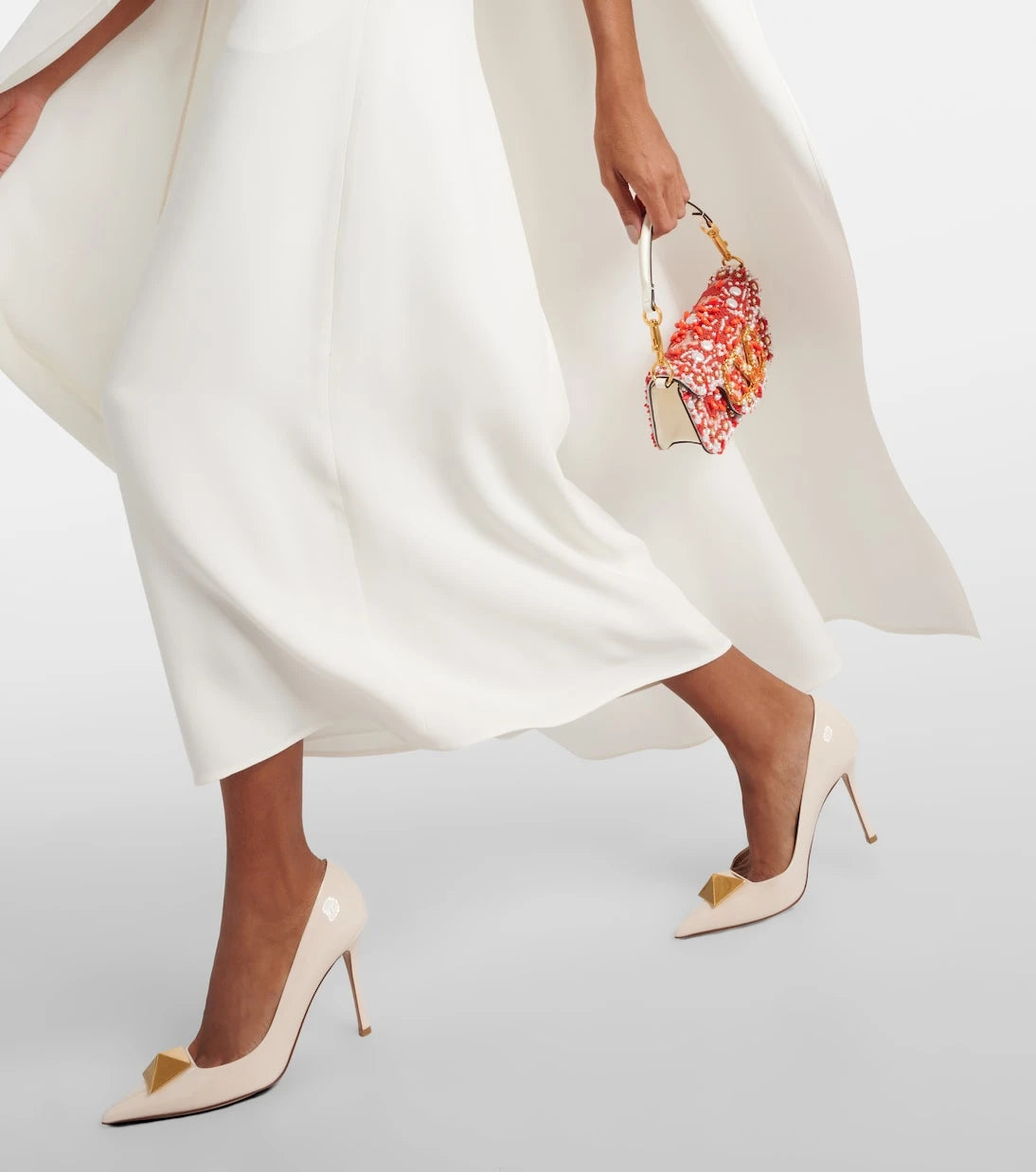 Valentino - Caped asymmetric silk midi dress