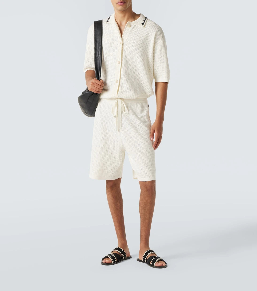 Commas - Crochet cotton and hemp Bermuda shorts