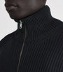 MM6 Maison Margiela Black Rib-Knit Zip-Up Cardigan